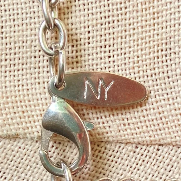 New York and Company silvertone tri strand tiered curved bar pendant necklace NY - Picture 2 of 8